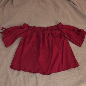 Francesca’s off the shoulder maroon top